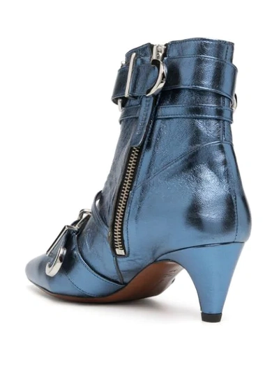 Shop Alexa Chung Multi-buckle Ankle Boots In Blue