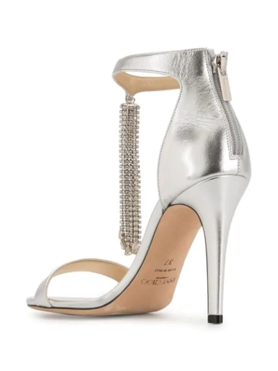 Shop Jimmy Choo Viola 100mm Tassel Sandals In Silver