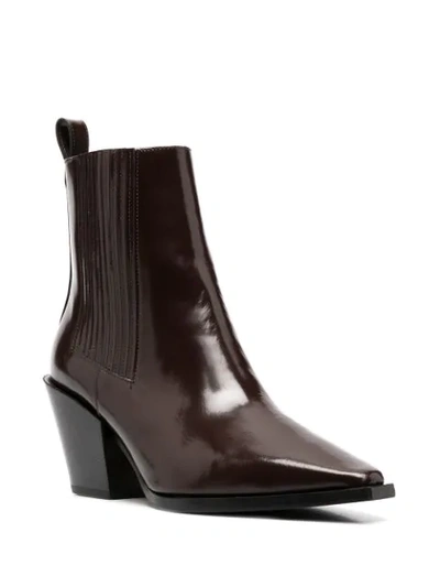 Shop Aeyde Heeled Slip-on Leather Boots In Brown