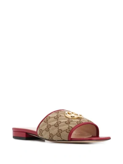Shop Gucci Gg Matelassé Canvas Sandals In Neutrals