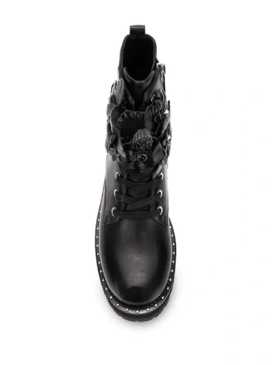 Shop Liu •jo Embellished Combat Boots In Black
