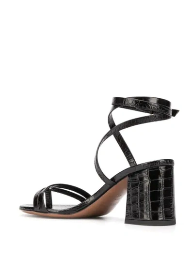Shop L'autre Chose Croc-effect Wrap Ankle 70mm Sandals In Black