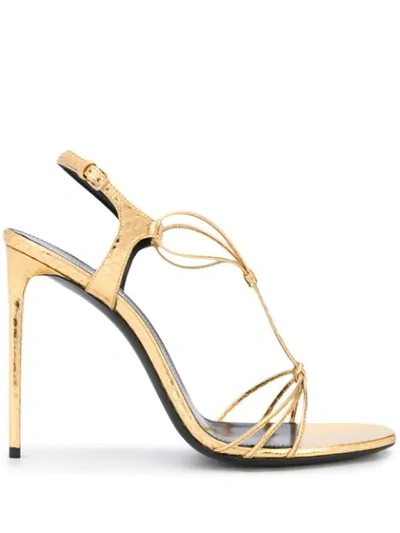 Shop Saint Laurent Strappy Stilettos In Gold