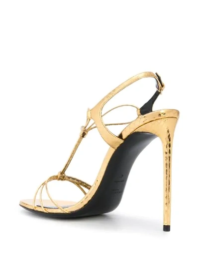 Shop Saint Laurent Strappy Stilettos In Gold