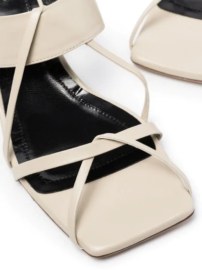 Shop Salondeju 65mm Leather Sandals In Neutrals