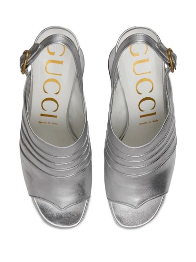 Shop Gucci Metallic-effect Platform Sandals In Silver