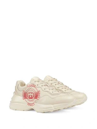 Shop Gucci Rhyton Logo-print Sneakers In Neutrals