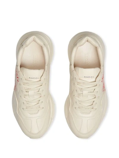 Shop Gucci Rhyton Logo-print Sneakers In Neutrals