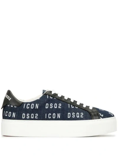 Shop Dsquared2 Icon Denim Platform Sneakers In Blue