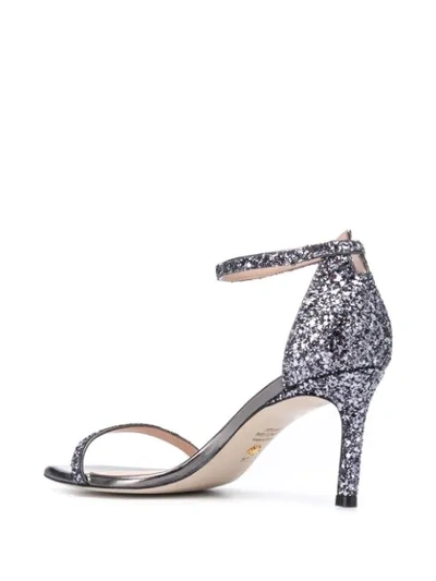 Shop Stuart Weitzman Amelina 95mm Leather Sandals In Silver