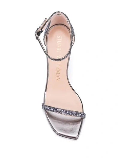 Shop Stuart Weitzman Amelina 95mm Leather Sandals In Silver