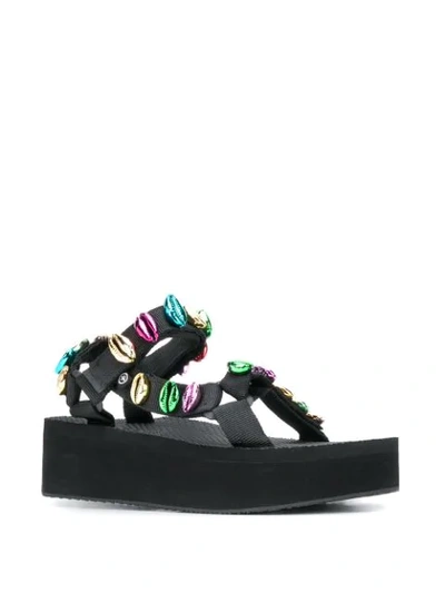 Shop Arizona Love Metallic Shell Sandals In Black