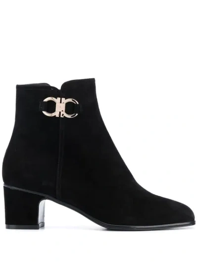 Shop Ferragamo Gancini Ankle Boots In Black