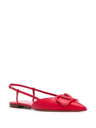 Shop Valentino Vlogo Slingback Ballerina Shoes In Red