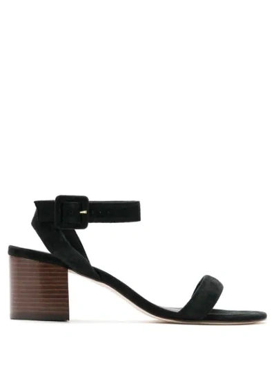 Shop Egrey Block-heeled Suede Sandals In Black