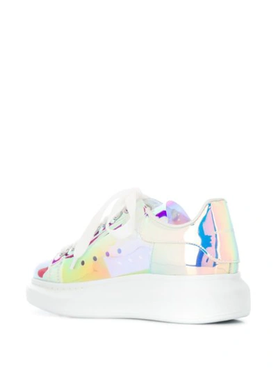 Shop Alexander Mcqueen Oversized Holographic-effect Sneakers In Blue