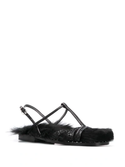 Shop Dorothee Schumacher Glamorous Glitter Shearling Sandals In Black