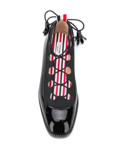 Shop Thom Browne Ghillie Patent Leather Ballerina Shoes In Black