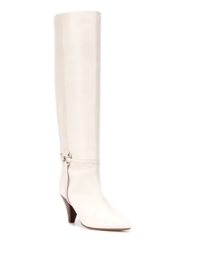 Shop Isabel Marant Learl Knee-high Boots In White