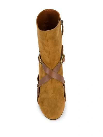 Shop Michel Vivien Buckle Strap Ankle Boots In Brown