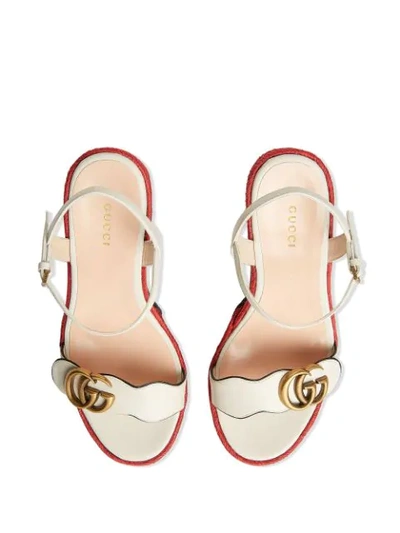 Shop Gucci Espadrille Wedge Sandals In White