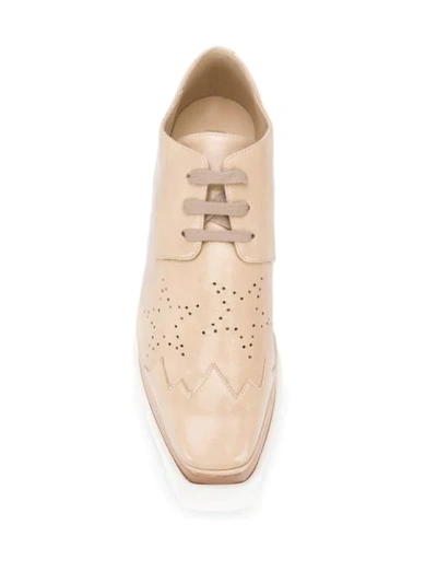 Shop Stella Mccartney Star Perforated Platform Shoes In Neutrals