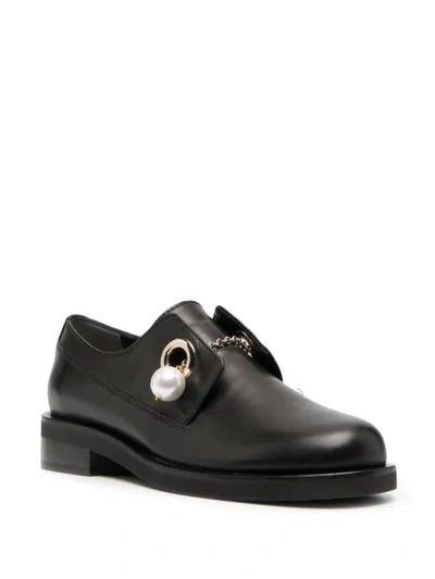 Shop Coliac Vally Leather Chain Loafers In Black