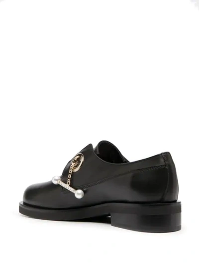 Shop Coliac Vally Leather Chain Loafers In Black