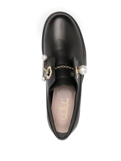 Shop Coliac Vally Leather Chain Loafers In Black