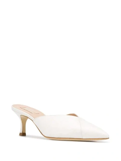 Shop Polly Plume Embossed Pointed Toe Pumps In White