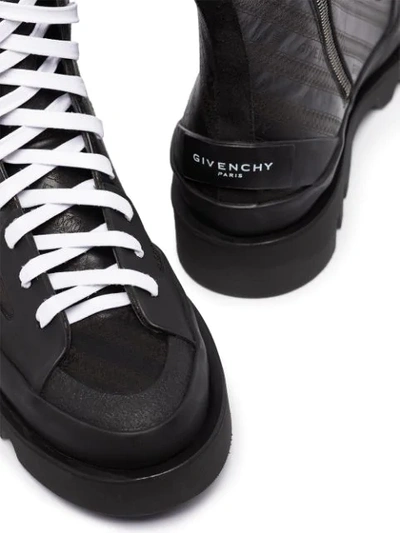 Shop Givenchy Diagonal Chain Logo Print Combat Boots In Black