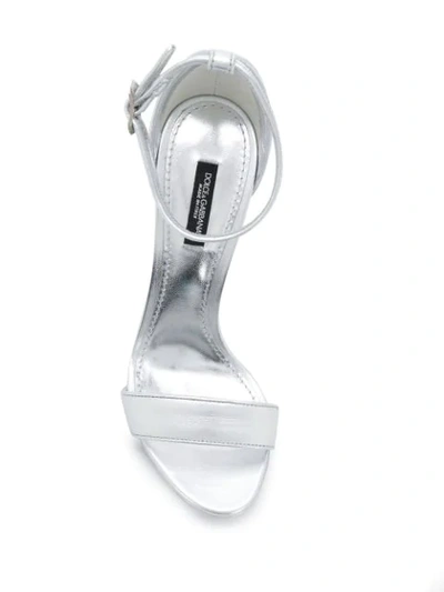 Shop Dolce & Gabbana Baroque Logo-heeled Sandals In Silver