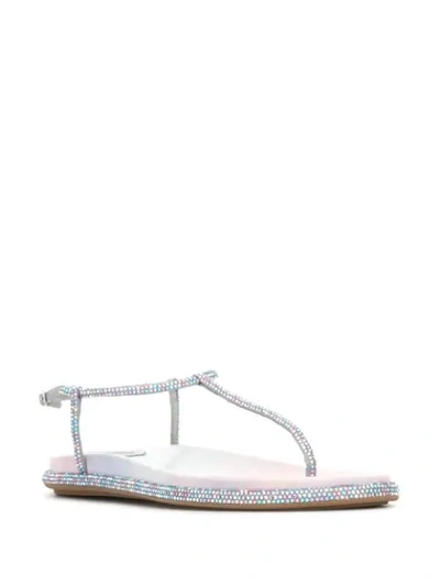 Shop René Caovilla Rhinestone Embellished Sandals In Pink