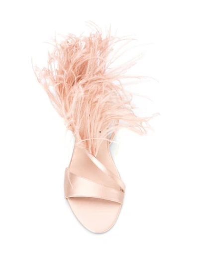 Shop N°21 Faux-feather Detailed Sandals In Neutrals