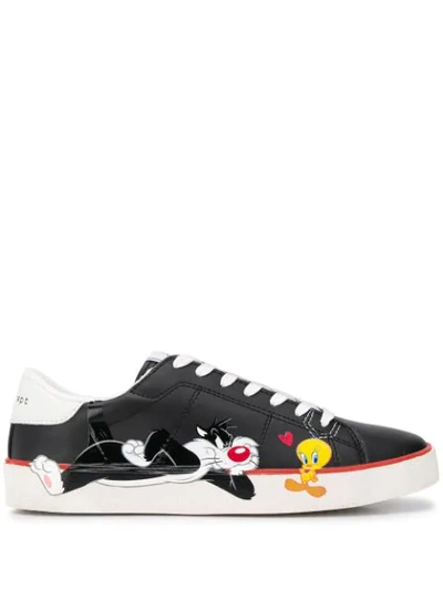 Shop Moa Master Of Arts Tweety & Sylvester Print Sneakers In Black