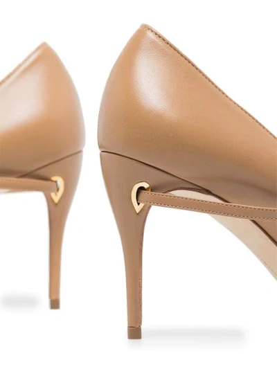 Shop Jennifer Chamandi Lorenzo 85 Pointed Pumps In Neutrals