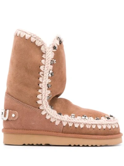 Shop Mou Eskimo Star-studded Boots In Brown