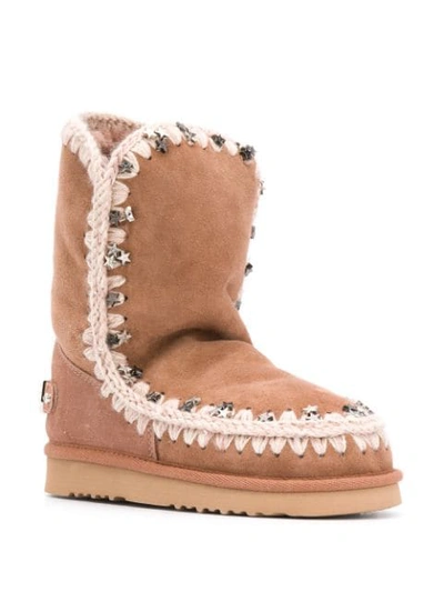 Shop Mou Eskimo Star-studded Boots In Brown