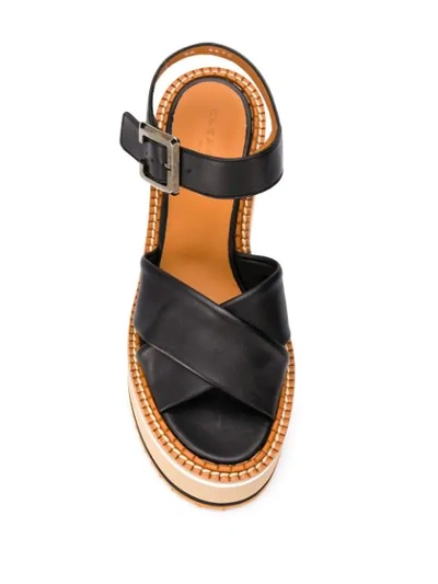 Clergerie Noemie Leather Wedge Sandals In Black | ModeSens