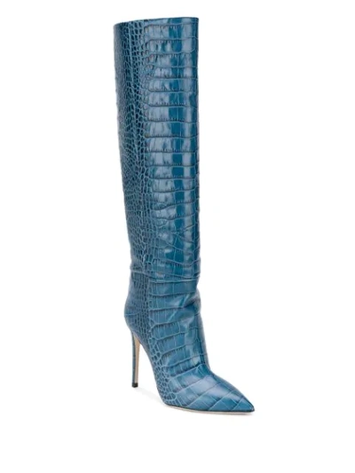 Shop Paris Texas Crocodile Effect 110mm Boots In Blue