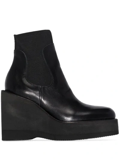 Shop Sacai Wedge 115mm Ankle Boots In Black