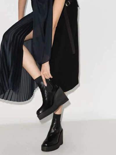 Shop Sacai Wedge 115mm Ankle Boots In Black