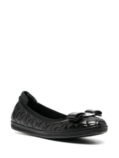 Shop Ferragamo Quilted Ballerina Shoes In Black