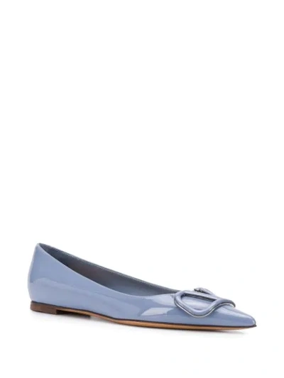 Shop Valentino Vlogo Ballerina Flats In Blue