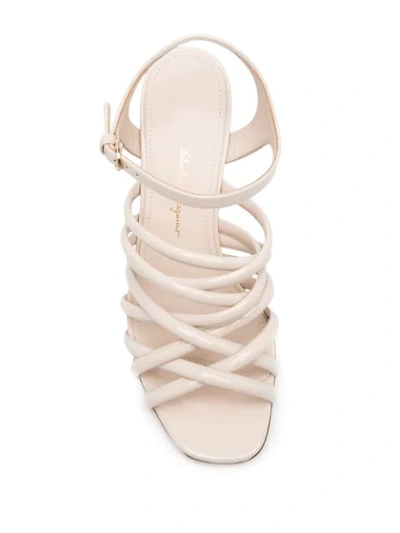 Shop Ferragamo Sculptured Heel Strappy Sandals In Neutrals