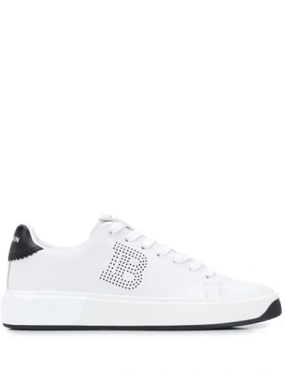 Shop Balmain B-court Low-top Sneakers In White