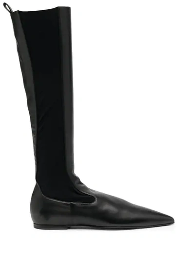 Shop Jil Sander Knee-length Leather Boots In Black