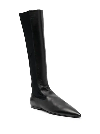 Shop Jil Sander Knee-length Leather Boots In Black