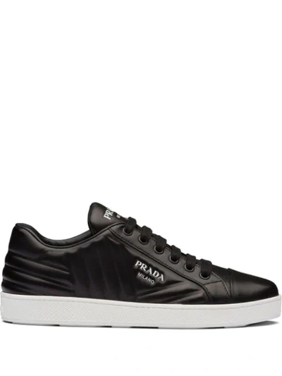 Prada Quilted Low-top Sneakers In Black/ White | ModeSens