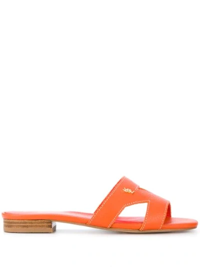 Kurt Geiger Odina Strappy Flat Sandal In Orange
